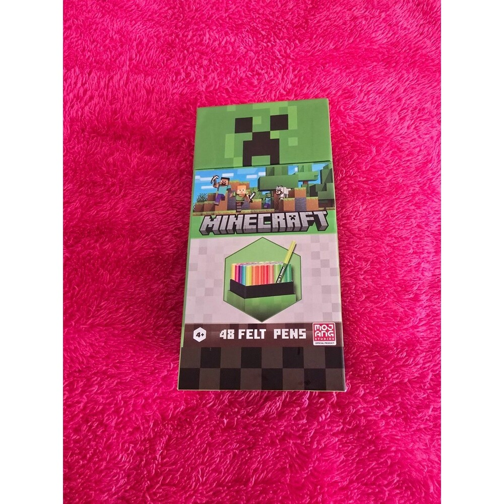 Minecraft 48 Felt Pens Marker Set + Minecraft Movie Tote Bag Official NEW